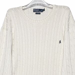 Vintage Polo Ralph Lauren Sweater Men's XXL Cable Knit Chain Link Ivory